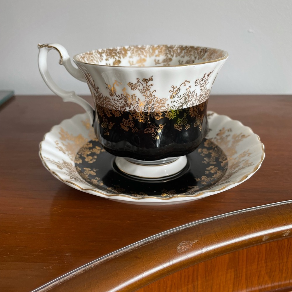 Black Royal Albert Regal Series teacup and saucer.